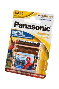 Батарейки Panasonic Alkaline Power LR6APB/4BPS RU Spider-Man LR6 + наклейка BL4 14734Б - фото 20515