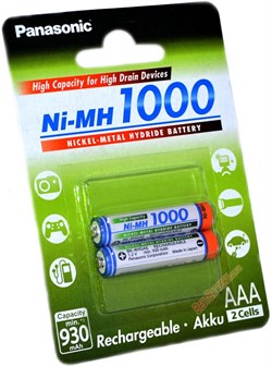 Аккумулятор Ni-MH Panasonic BK-4HGAE/2BE 1000мАч AAA BL2 12413Б - фото 22533