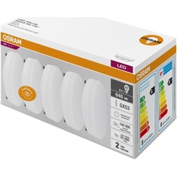 Лампочка светодиодная OSRAM LED Value GX53, 640лм, 8Вт, 6500К (холодный белый свет), Цоколь GX53, колба GX53, комплект 5 шт 4058075584297 - фото 37168