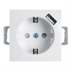 Розетка 1-местная с/з (механизм)  и с USB, серия Эрна, PST16-9111-01, белый 39318 - фото 80565