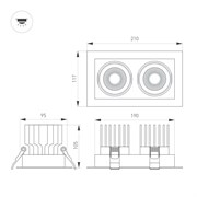 Светильник MS-VORTEX-BUILT-S210x117-2x20W Warm3000 (WH-WH, 20 deg, 230V) (Arlight, IP20 Металл, 5 лет) 057762