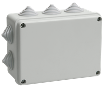 Коробка КМ41242 распаячная для о/п 150х110х70мм IP55 (RAL7035, 10 гермовводов)  IEK UKO10-150-110-070-K41-55