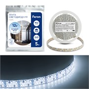 Лента светодиодная 12V FERON LS615, 240*SMD2835, 19,2W/m, IP65, 6500К (дневной), кратность резки 25  27733
