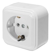 Розетка 1-местная с заземляющим контактом, 250В, 16А, IP20, PST16-21-20 (RA 16-133-Б), белый 39689
