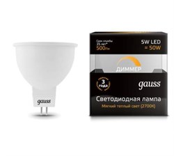 Лампа Gauss MR16 5W 530lm 4100K GU5.3 диммируемая LED 1/10/100 - фото 16159