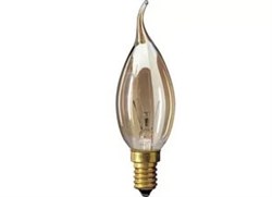 Свеча DECOR. С35 FLAME GL 40W E14  (230V) FOTON_LIGHTING  (S113) -  лампа   на ветру золотая - фото 16246