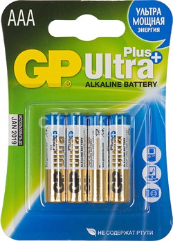 Батарейки  МИЗИНЧИКОВЫЕ  GP Ultra Plus 24AUP-2CR4 LR03 BL4 - фото 19617
