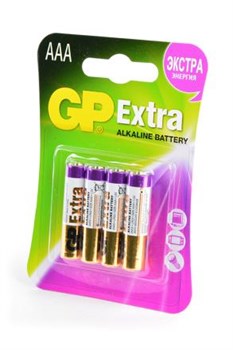 Батарейки GP Extra GP24AX-2CR4 LR03 BL4 - фото 19657