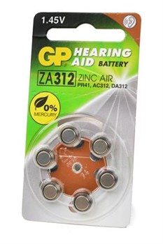 Батарейки для слуховых аппаратов GP Hearing Aid ZA312F-D6 ZA312 BL6 - фото 19672
