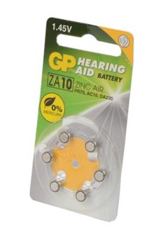 Батарейки для слуховых аппаратовGP Hearing Aid ZA10F-D6 ZA10 BL6 - фото 19674