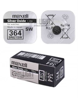 Батарейки серебряно-цинковые MAXELL SR621SW 364 (RUS), в упак 10 шт - фото 20263