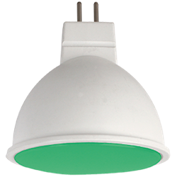 Ecola MR16   LED color  7,0W  220V GU5.3 Green Зеленый матовое стекло (композит) 47х50 - фото 23437