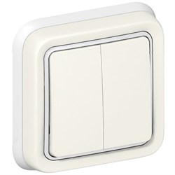 Выключатель/переключатель скрытой установки двухклавишный, белый, степень защиты IP55, тип Plexo - фото 26149