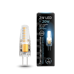 Лампа Gauss G4 12V 2W 200lm 4100K силикон LED 1/10/200 - фото 26510
