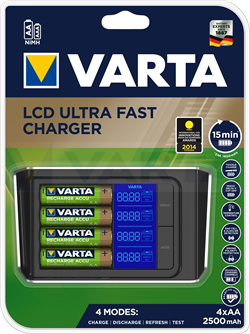 Зарядное устройство VARTA LCD Fast Charger+4xАА 2400 мАч+12V - фото 26707