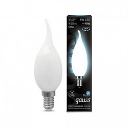 Лампа Gauss Filament Свеча на ветру 5W 450lm 4100К Е14 milky LED 1/10/50 - фото 27526