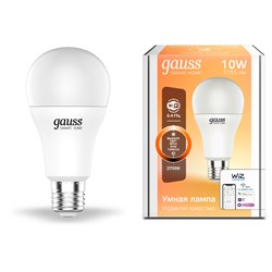 Лампа Gauss Smart Home A60 10W 1055lm 2700К E27 диммируемая LED 1/10/40 - фото 27777