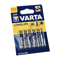 Батарейки VARTA LONGLIFE LR03 ААА BL6 (4+2) -(блистер 6шт) - фото 30476