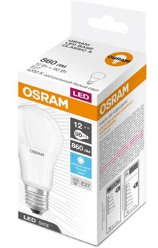 Лампа E27 Osram LED BASE CLASSIC A90 12W/840, 860лм, 4000К, дневной свет, светодиодная, матовая, 1 шт - фото 34427