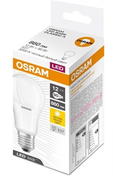 Лампа светодиодная Osram LBE CLA90 12W/830 230VFR E27 860лм, 3000К, теплый свет, матовая - фото 34428