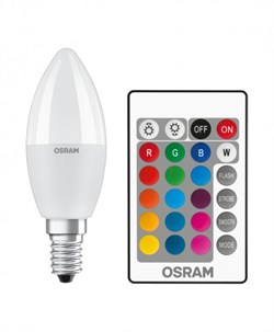 Свеча LEDS CL B 25 REM 4,5W/827 230V FR RGBW E14 6XBLI1 OSRAM - лампа  +пульт - фото 34434