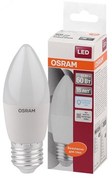 Лампа светодиодная OSRAM LED Star B, 600 лм, 6,5Вт (замена 60Вт), 6500K (холодный белый свет). Цокол - фото 35155