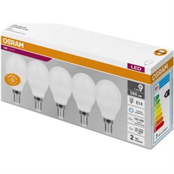 Лампочка светодиодная OSRAM LED Value P, 560лм, 6,5 Вт, 6500К (холодный белый свет). Цоколь E14 - фото 37180
