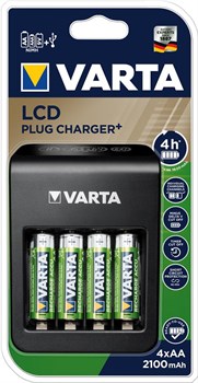 Зарядное Устройство VARTA LCD Plug Charger + 4x AA 56706 2100мАч - фото 37600