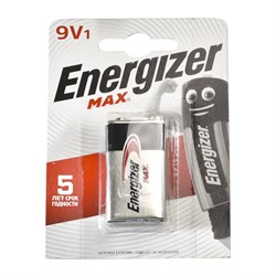 Батарейки крона  ENERGIZER MAX 6LR61/ 522/9V BL1 - (блистер 1шт) - фото 37784