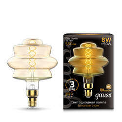 Лампа Gauss Filament BD180 8W 560lm 2400К Е27 golden flexible LED 1/4 - фото 38053