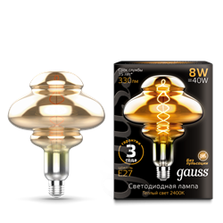 Лампа Gauss Filament BD160 8W 330lm 2400К Е27 gray flexible LED 1/6 - фото 38057