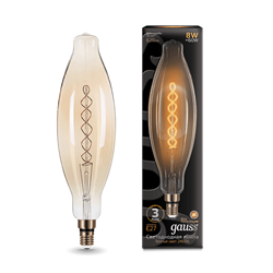 Лампа Gauss Filament BT120 8W 620lm 2400К Е27 golden flexible LED 1/10 - фото 38064