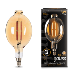Лампа Gauss Filament BT180 8W 780lm 2400К Е27 golden straight LED 1/6 - фото 38067