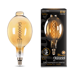 Лампа Gauss Filament BT180 8W 620lm 2400К Е27 golden flexible LED 1/6 - фото 38071