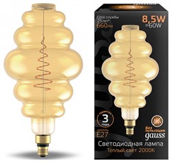 Лампа Gauss Filament Honeycomb 8.5W 660lm 2000К Е27 golden LED 1/2 - фото 38078
