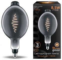 Лампа Gauss Filament BT180 8.5W 165lm 1800К Е27 gray flexible LED 1/2 - фото 38079