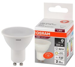 Лампа светодиодная OSRAM LED Value PAR16, 800лм, 10Вт, 3000К (теплый белый свет). Цоколь GU10, колба PAR16, софит - фото 38092