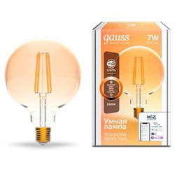 Лампа Gauss Smart Home Filament G95 7W 720lm 2500К E27 диммируемая LED 1/40 - фото 38137