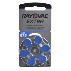 Батарейки для слуховых аппаратов Rayovac Extra ZA675 BL6 Zinc Air 1.45V (блистер 6шт) - фото 40595