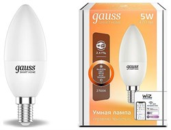 Лампа Gauss Smart Home С37 5W 470lm 2700К Е14 диммируемая LED 1/10/40 - фото 40901