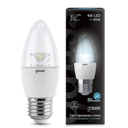 Лампа Gauss LED Candle Crystal Clear E27 4W 4100К 1/10/50 - фото 8703