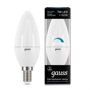 Лампа Gauss Свеча 7W 590lm 4100К Е14 диммируемая LED 1/10/100