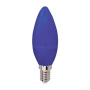Свеча Ecola candle   LED color  6,0W 220V E14 Blue   Синяя матовая колба 103x37