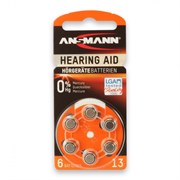 Батарейки для слуховых аппаратов ANSMANN Zinc-Air 5013243 13 UK BL6