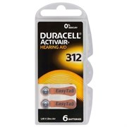 Батарейки для слуховых аппаратов DURACELL HEARING AID 312 в пласт. боксе 6 шт