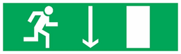Пиктограмма "Бегущий человек стрелка вниз -дверь справа" для светильника PL EML 1.1 230x120мм